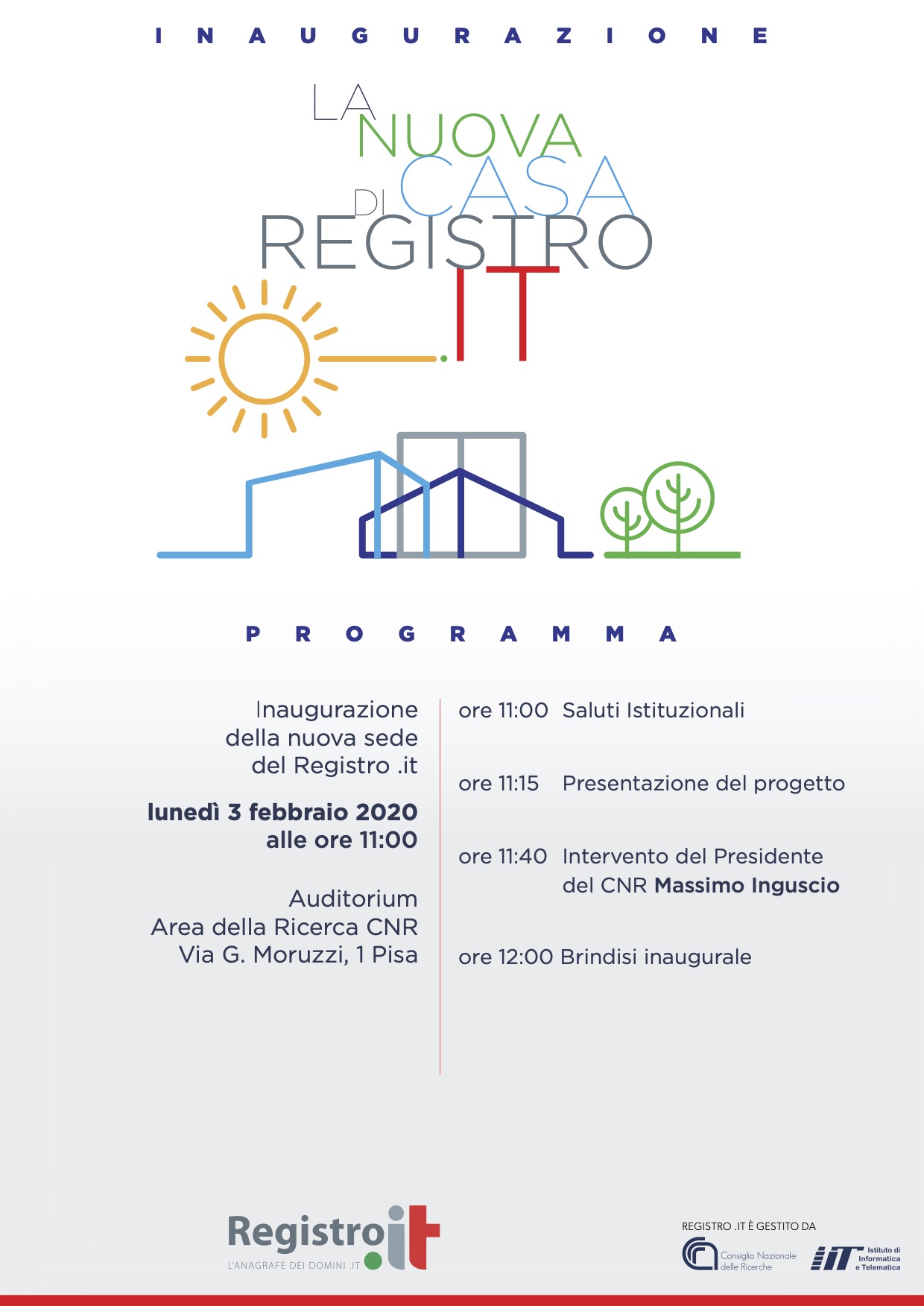 Programma inaugurazione nuova sede del Registro .it - 3 febbraio 2020