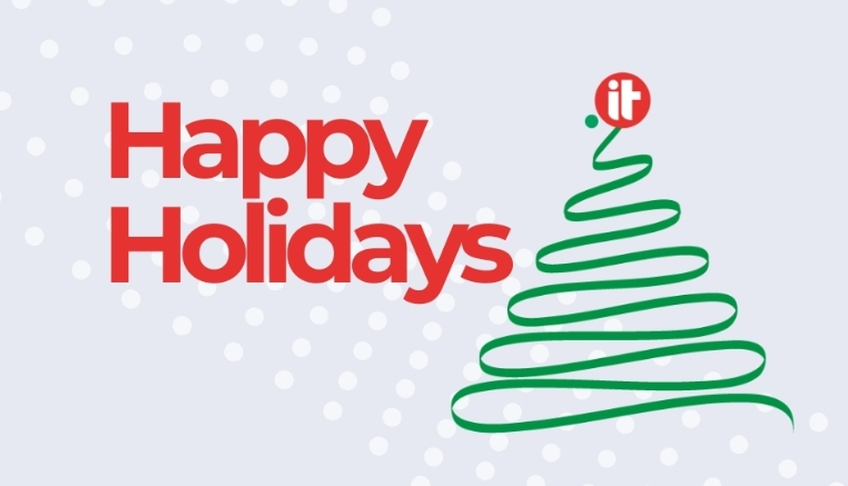 Christmas tree with the message ‘Happy Holidays’ and the .it