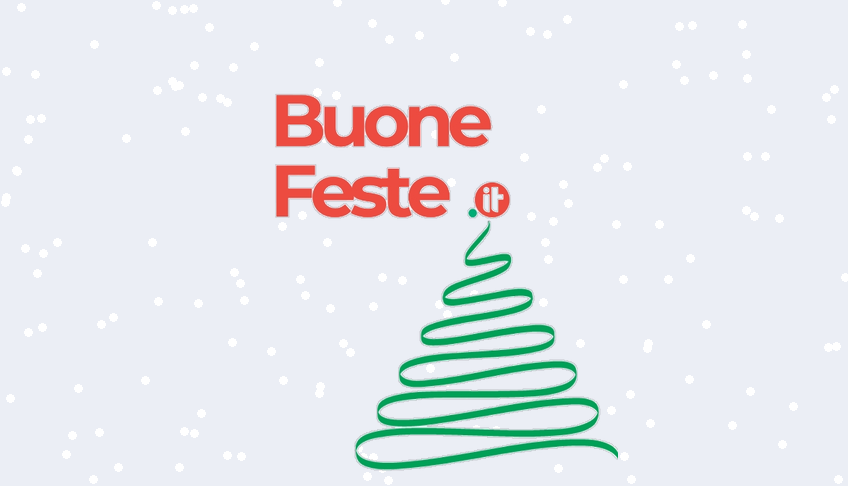 Albero di Natale con la scritta Buone Feste e il .it